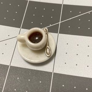 Tiny Coffeecup Miniature with attached spoon